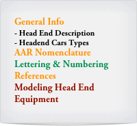 General Info
Head End Description
Headend Cars Types
AAR Nomenclature
Lettering & Numbering
References
Modeling Head End   Equipment